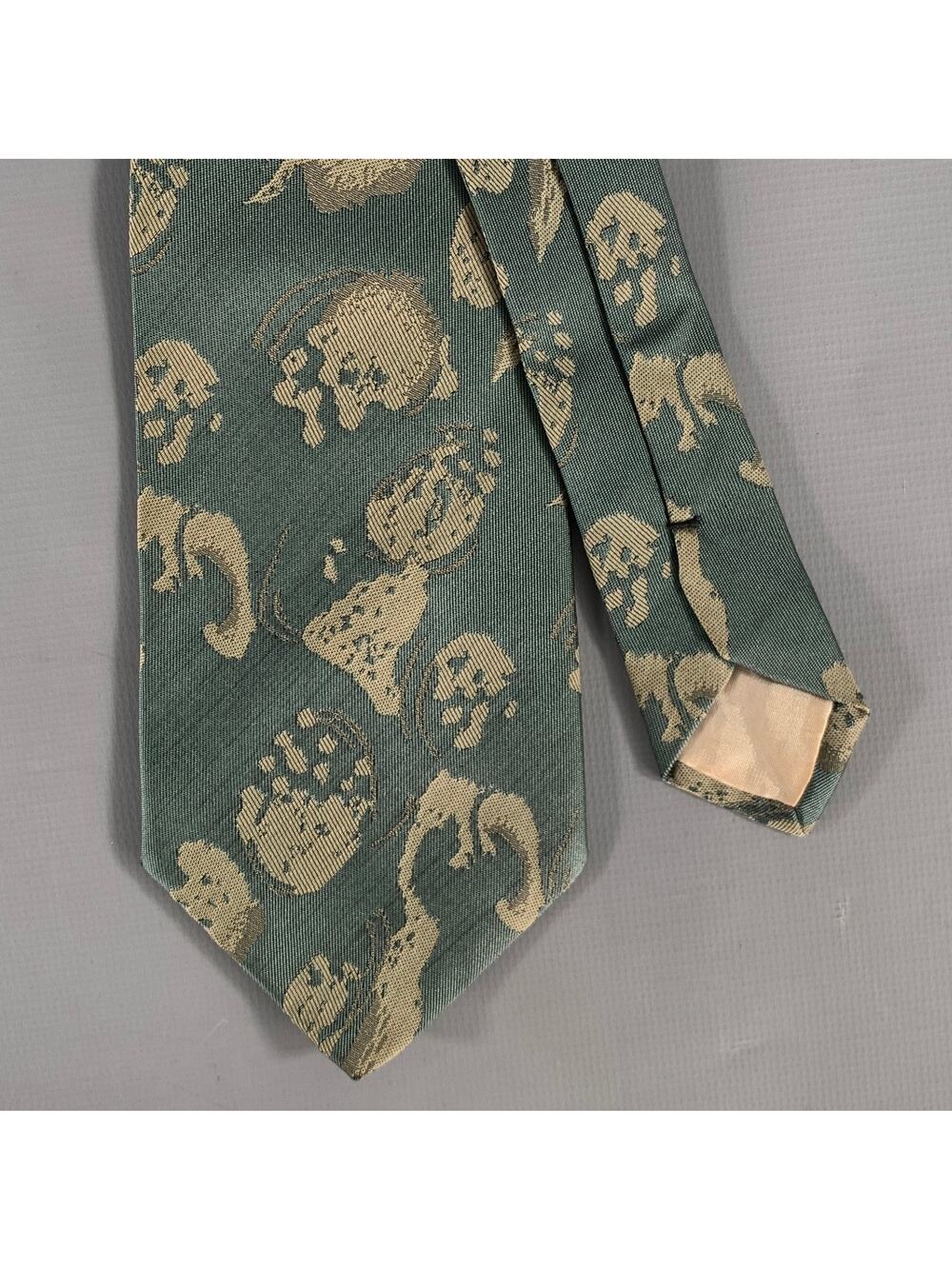 ISSEY MIYAKE Teal Tan Splatter Silk Tie